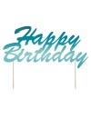 Topper na tort Happy Birthday - turkusowy