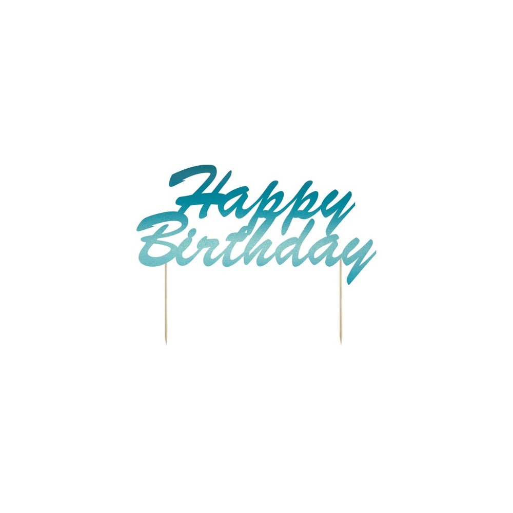 Topper na tort Happy Birthday - turkusowy