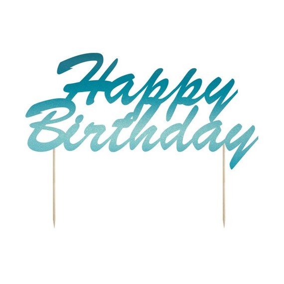 Topper na tort Happy Birthday - turkusowy