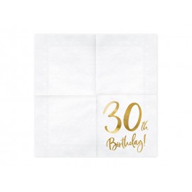 Serwetki 30th Birthday, biały, 33x33cm
