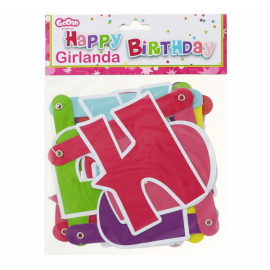 Girlanda Happy Birthday 180 cm różowa