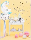 Baner Happy Birthday, srebrny, 16,5x62cm