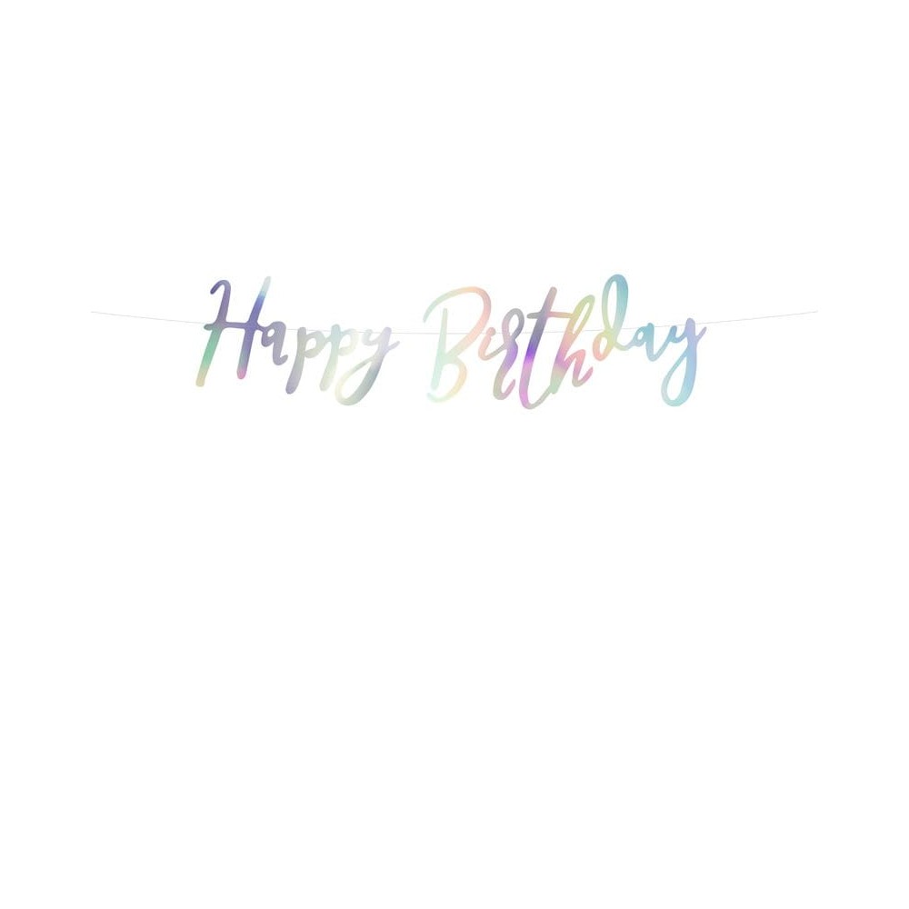 Baner Happy Birthday, opalizujący, 16,5x62cm