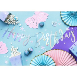 Baner Happy Birthday, opalizujący, 16,5x62cm