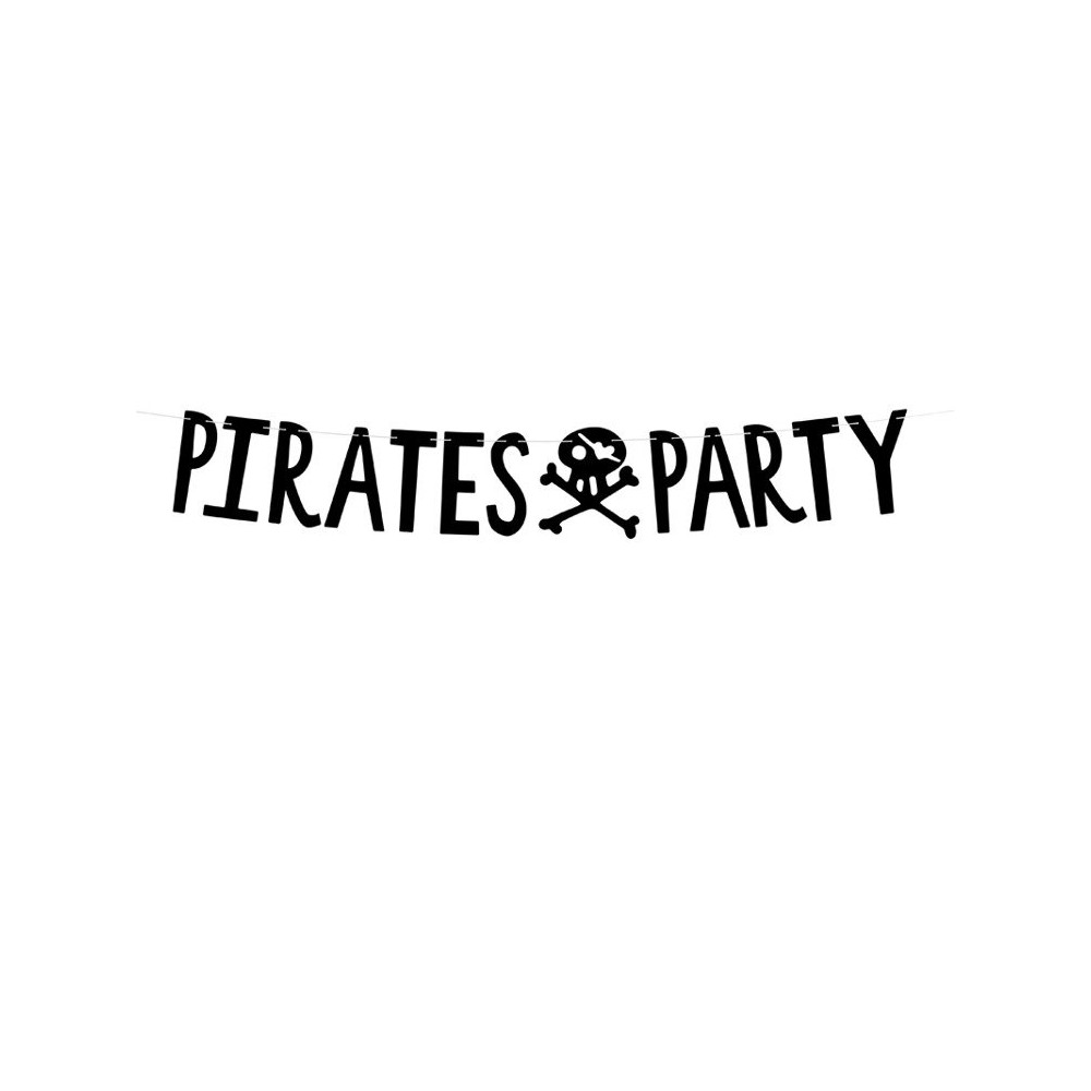 Baner Piraci - Pirates Party, czarny, 14x100cm
