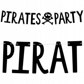 Baner Piraci - Pirates Party, czarny, 14x100cm