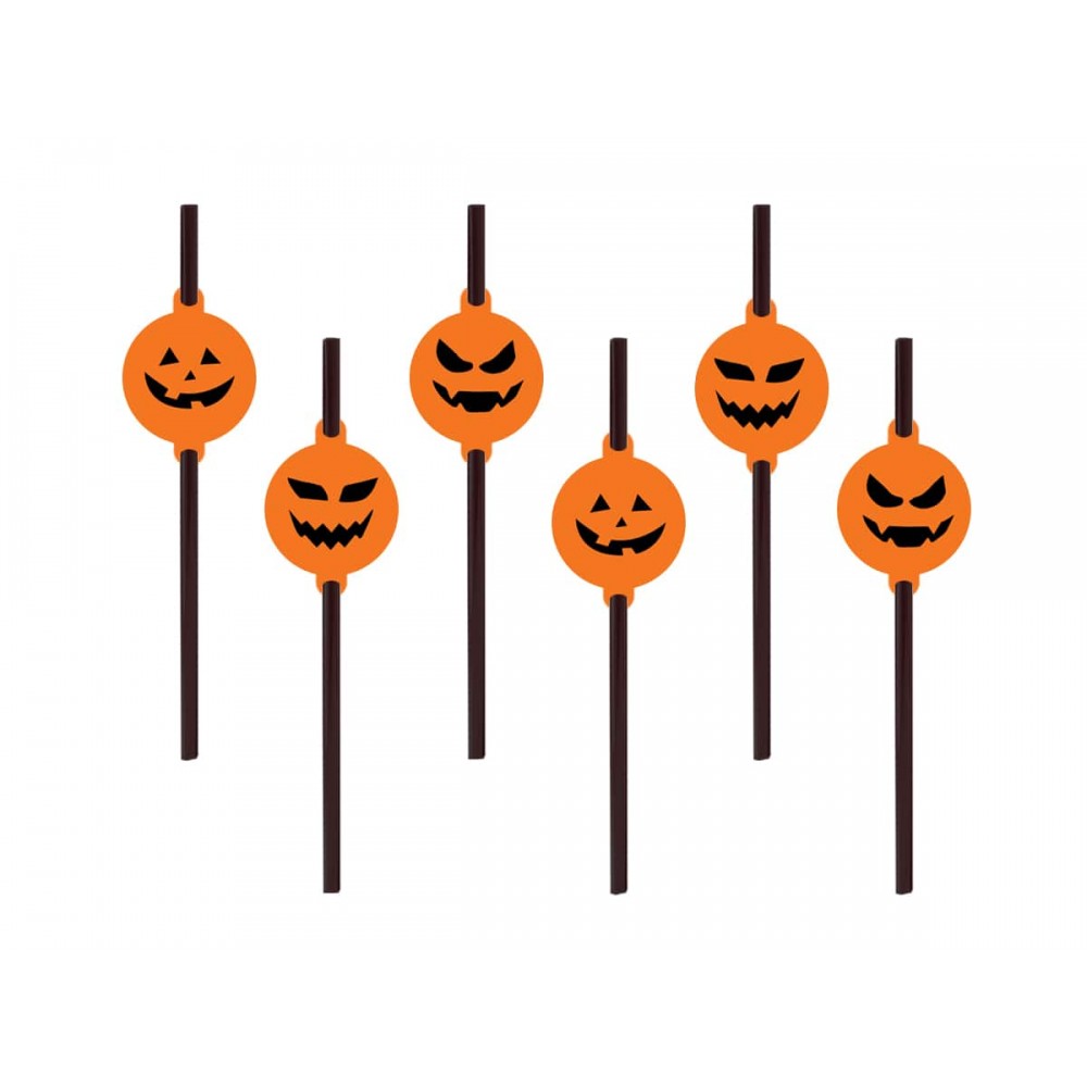 Słomki z Dyniami na Halloween - 6 szt.