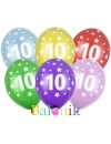 Balon lateksowy mix kolorów z nadrukiem cyfry 10