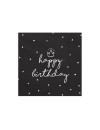 Serwetki Happy Birthday, czarne, 33x33cm