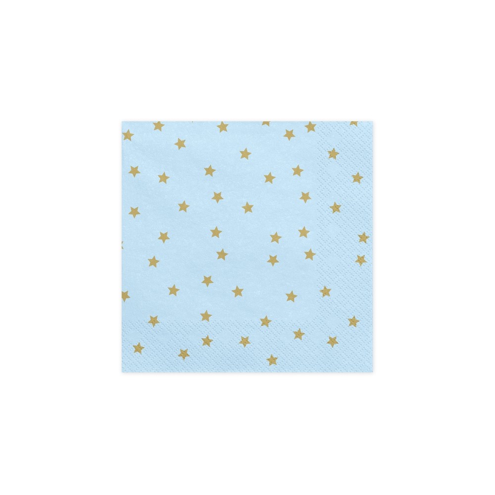 Serwetki złote gwiazdki, niebieskie, 33x33cm