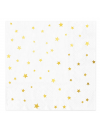 Serwetki złote gwiazdki, białe, 33x33cm