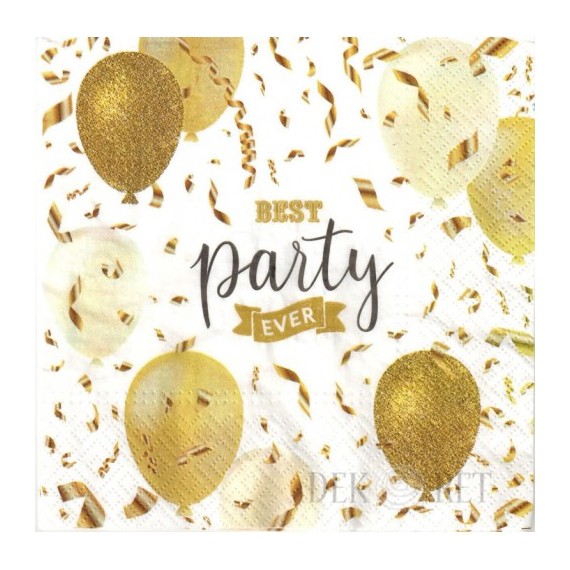 Serwetki papierowe Best party ever - balony, rozm. 33 x 33 cm, 20 szt.