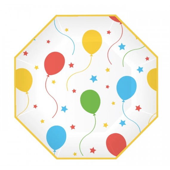 Talerzyki kolorowe baloniki, 23 cm
