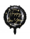 Balon foliowy Happy New Year, 45 cm, czarny