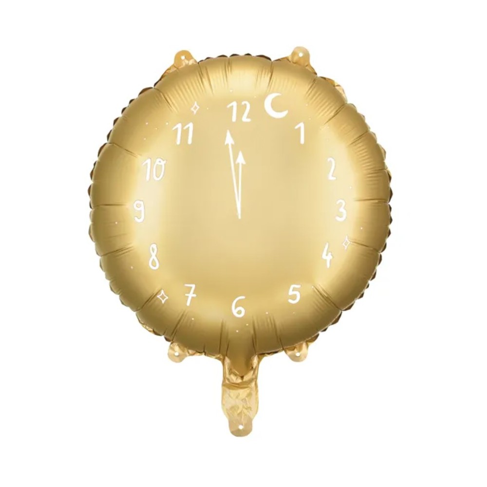 Balon foliowy Zegar, 45 cm, złoty