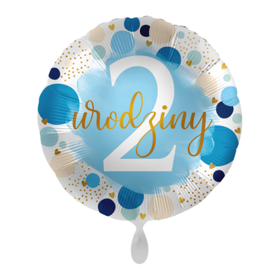 Balon foliowy okrągły cyfra 2 pastelowy niebieski 17"