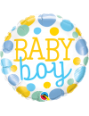 Balon foliowy okrągły "Baby boy " niebieskie groszki