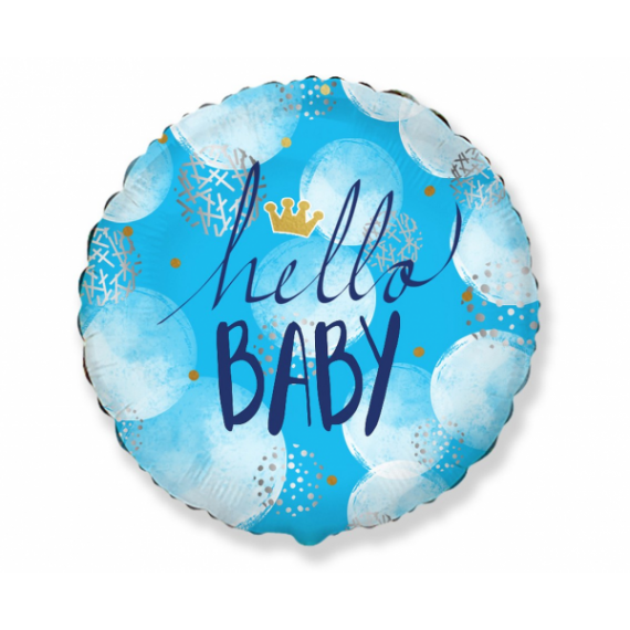 Balon foliowy okrągły "hello Baby " niebieski