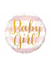 Balon foliowy okrągły "Baby girl " paski różowy