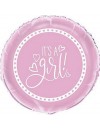 Balon foliowy okrągły " It's a girl" różowy
