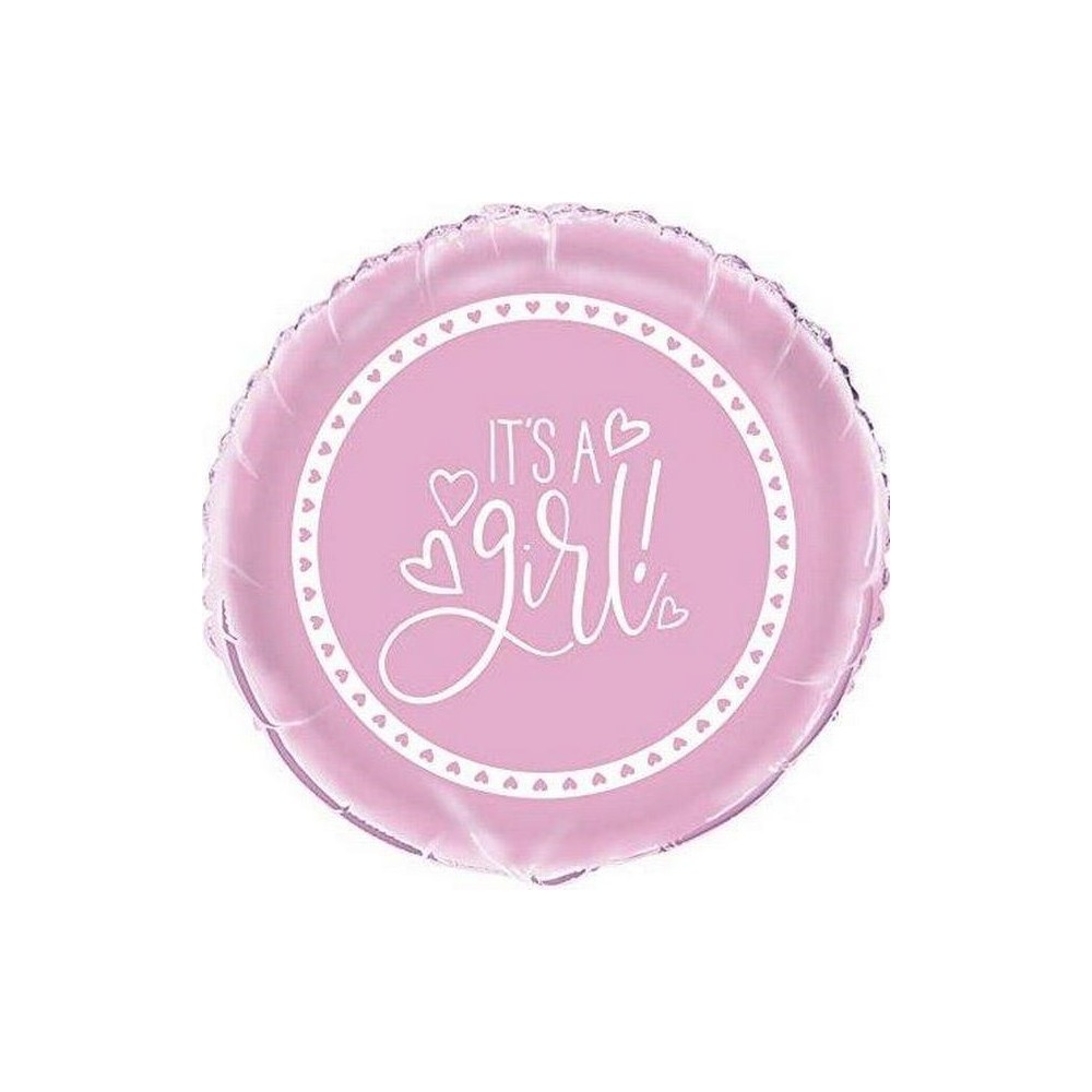 Balon foliowy okrągły " It's a girl" różowy