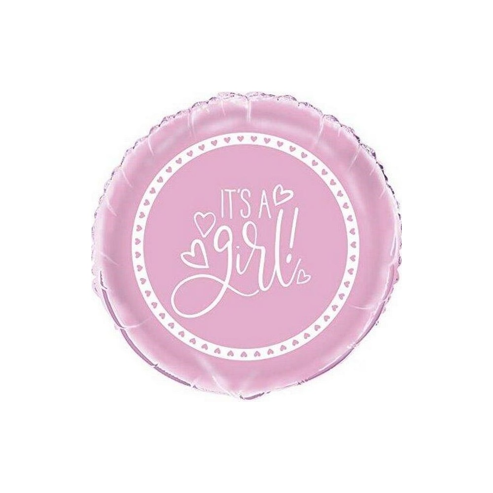 Balon foliowy okrągły " It's a girl" różowy