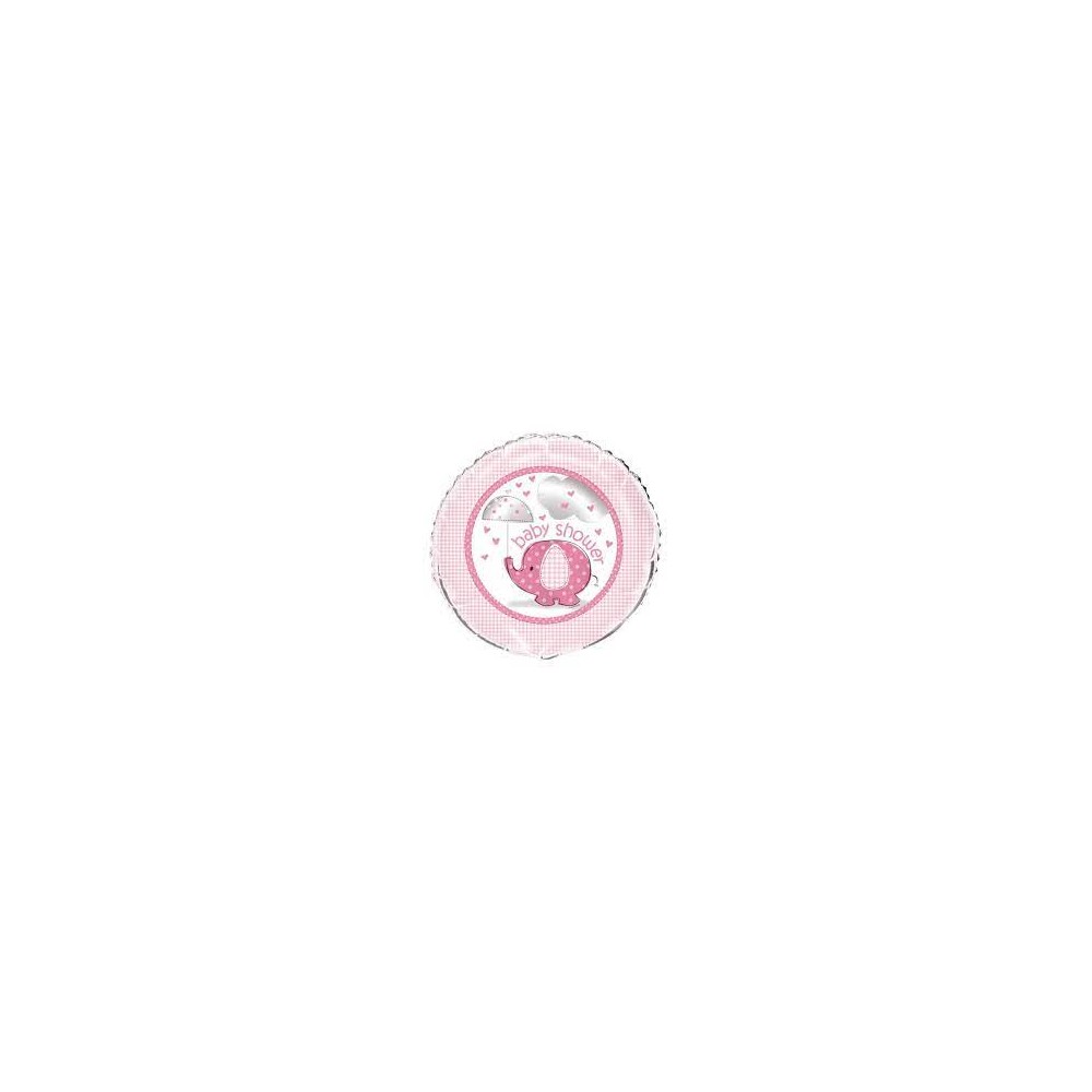 Balon foliowy okrągły " baby shower" różowy słonik