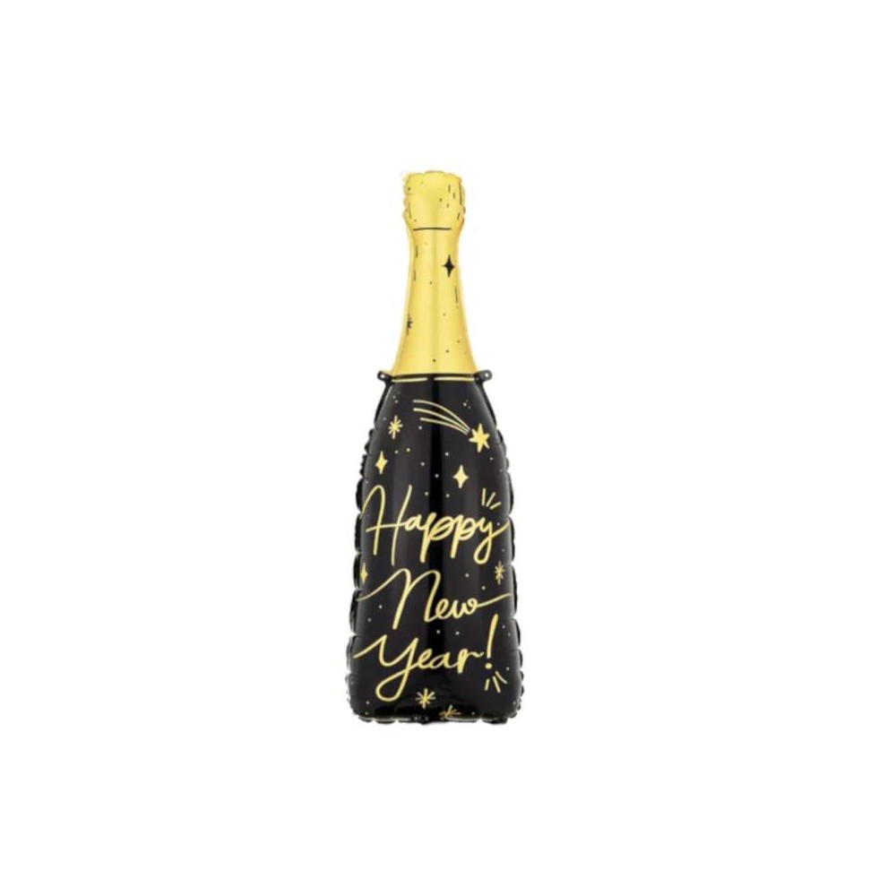 Balon foliowy butelka, Happy New Year,  98 cm