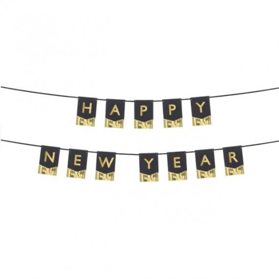 Baner Happy New Year, 135x16,5 cm
