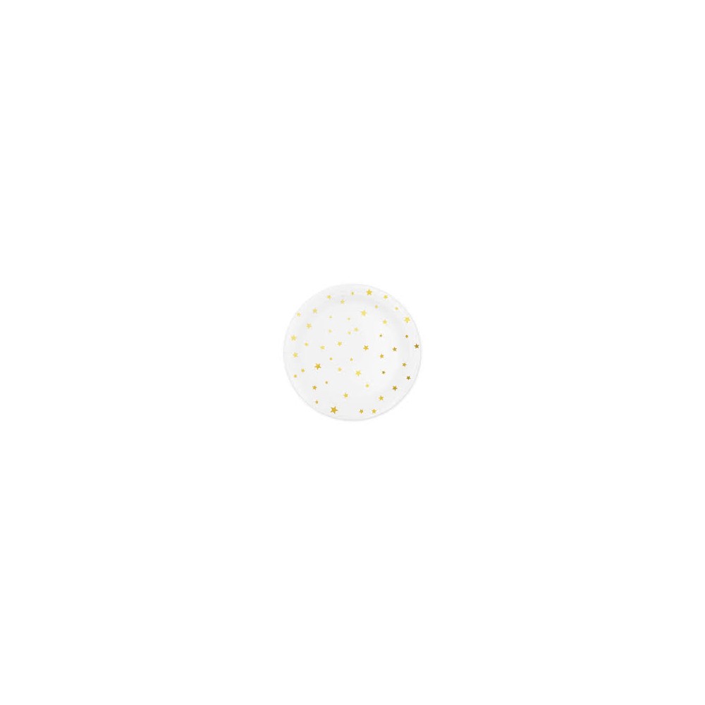 Talerzyki białe złote gwiazdki, 18 cm