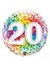 Balon foliowy okrągły liczba 20 kolorowe konfetti 18" QL