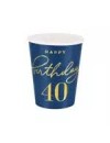 Kubeczki Happy Birthday 40 granatowy 220ml 6szt.