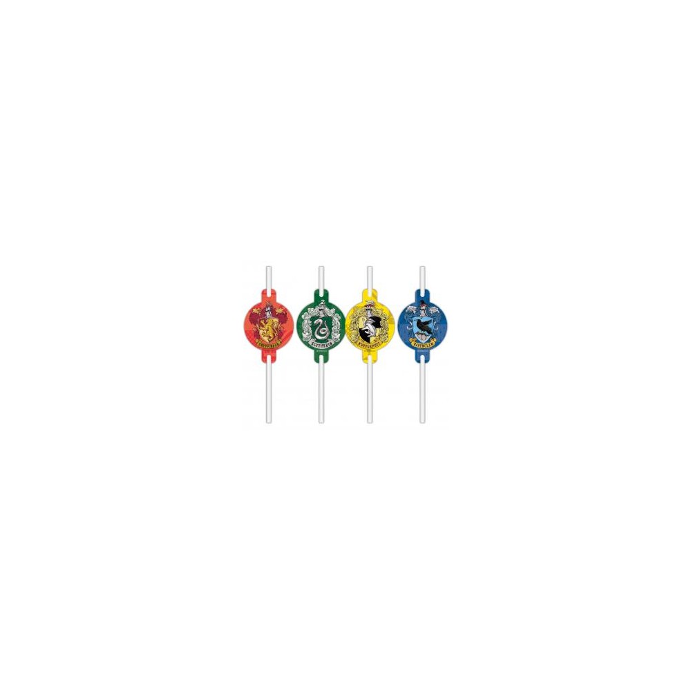 Rurki (słomki) papierowe z medalionem Harry Potter Hogwarts Houses, 4 szt. KK