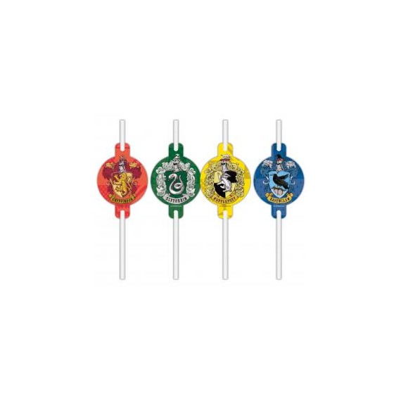 Rurki (słomki) papierowe z medalionem Harry Potter Hogwarts Houses, 4 szt. KK