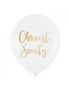 Balony Chrzest Święty biel/złoto brokat 5 SZT.