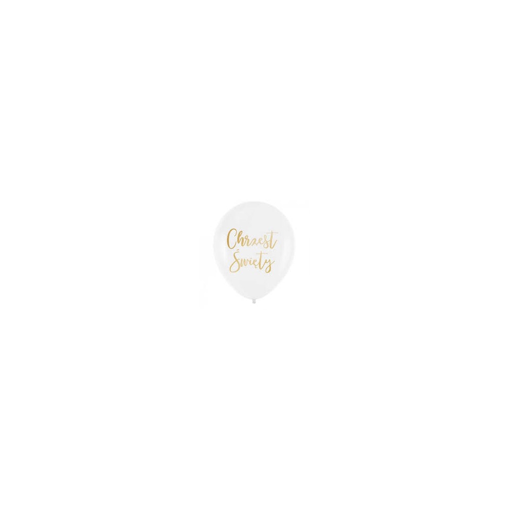 Balony Chrzest Święty biel/złoto brokat 5 SZT.