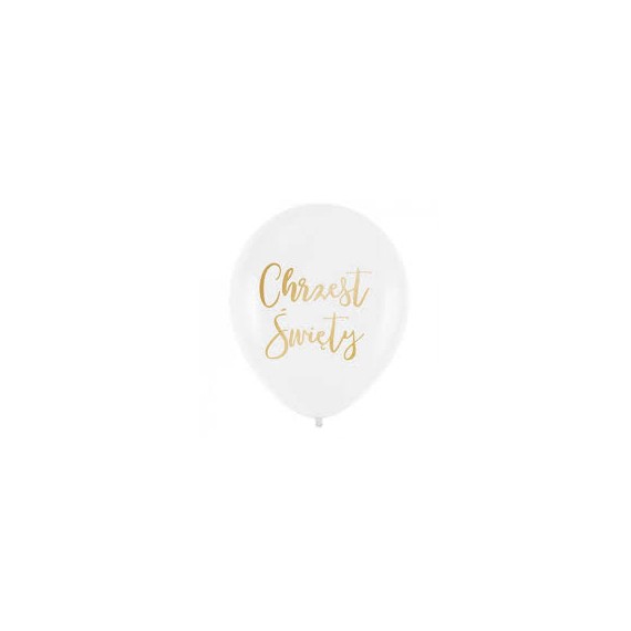 Balony Chrzest Święty biel/złoto brokat 5 SZT.