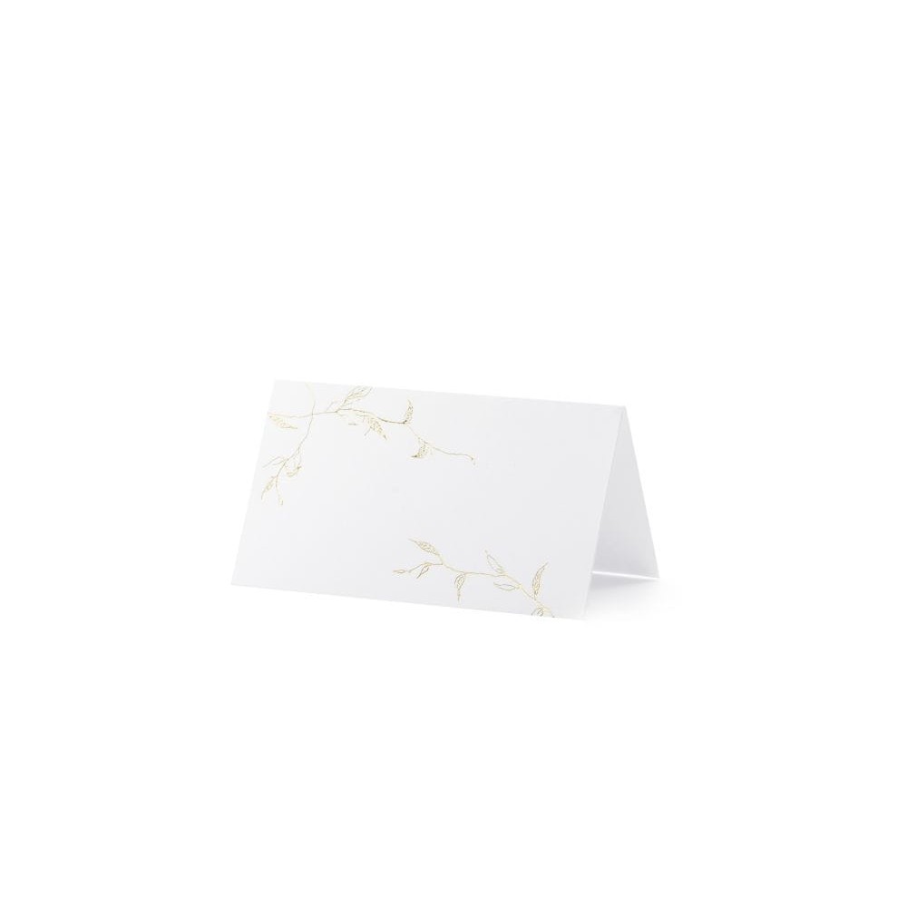 Wizytówki, winietki na stół - Gałązki, złoty, 9,5x5,5cm