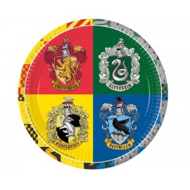 Talerzyki papierowe Harry Potter Hogwarts Houses, 23cm, 8 szt. (plastic-free)