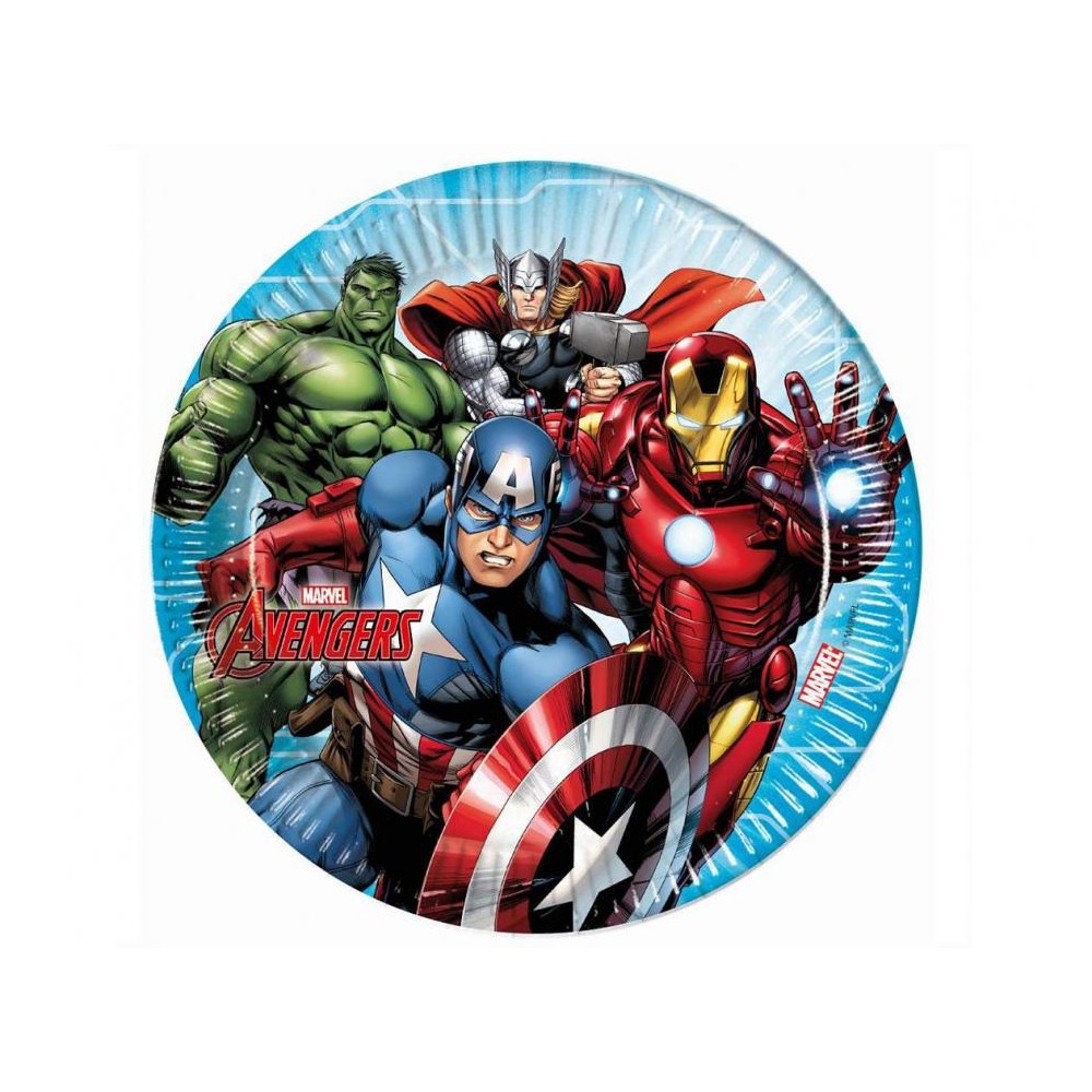Talerzyki papierowe Mighty Avengers (Marvel), 23 cm, 8 szt. (plastic-free)