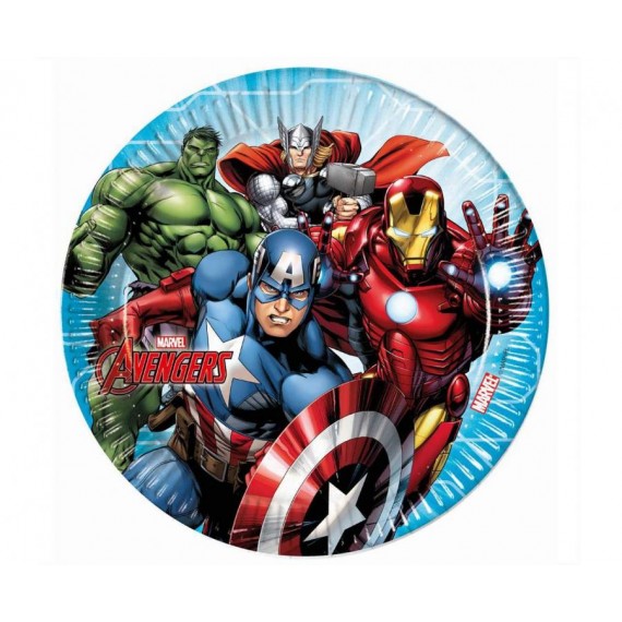 Talerzyki papierowe Mighty Avengers (Marvel), 23 cm, 8 szt. (plastic-free)