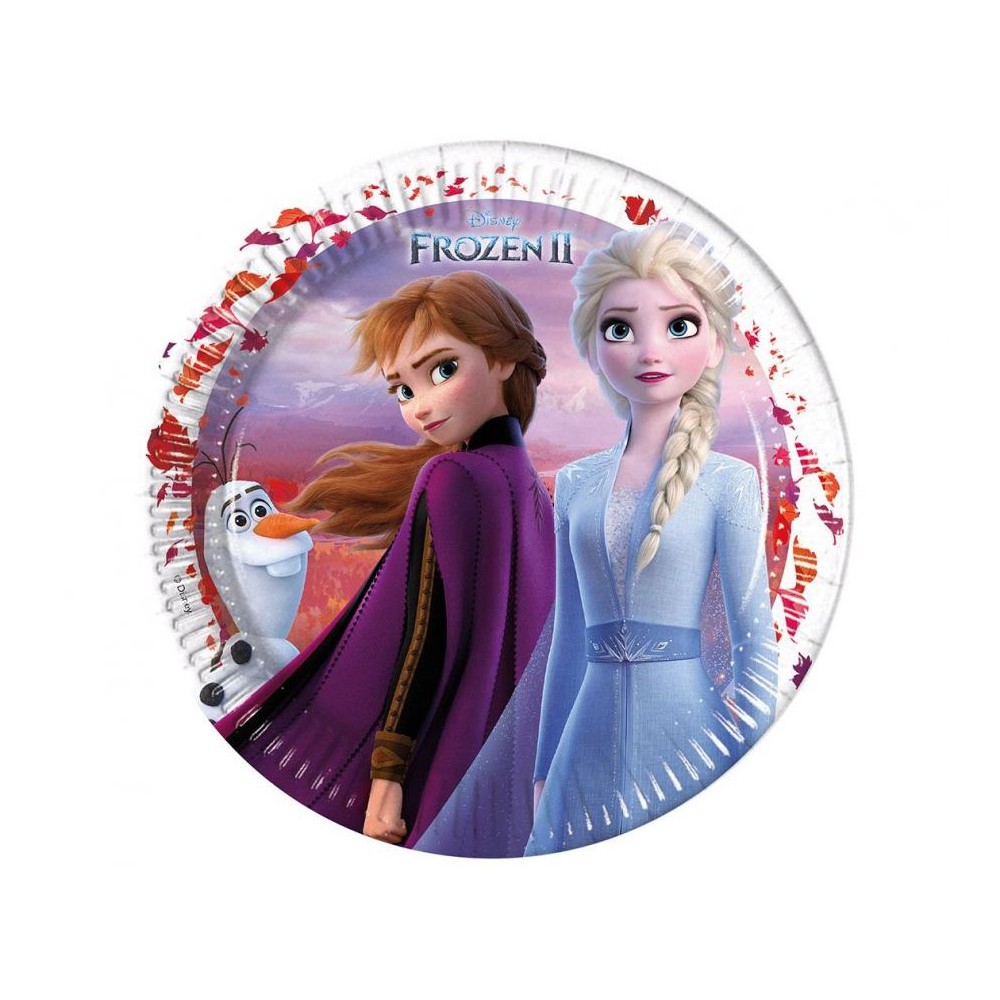 Talerzyki papierowe Frozen 2 / Kraina Lodu 2, 23 cm, 8 szt. (plastic-free)