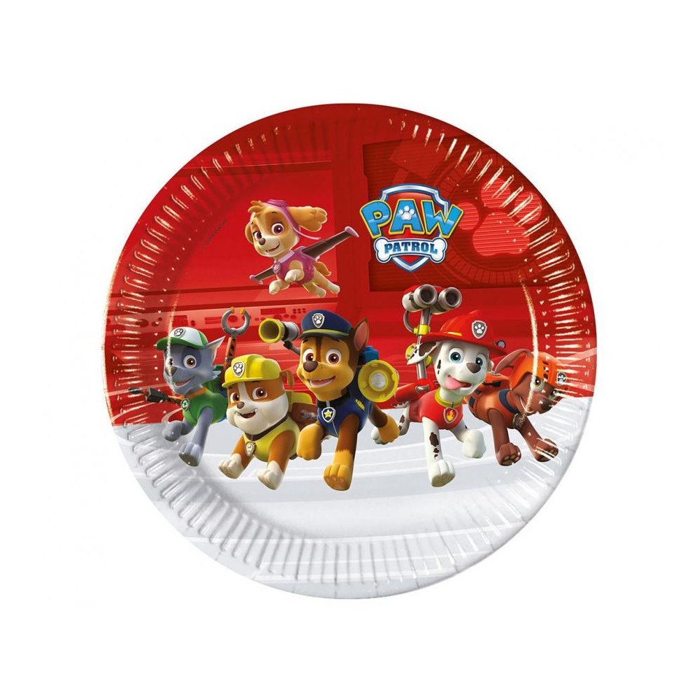 Talerzyki papierowe Paw Patrol / Psi Patrol, 23 cm, 8 szt. (plastic-free)