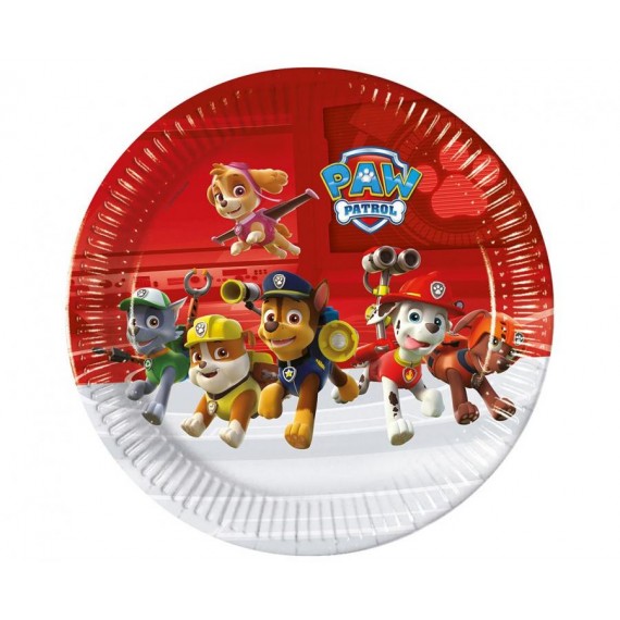 Talerzyki papierowe Paw Patrol / Psi Patrol, 23 cm, 8 szt. (plastic-free)