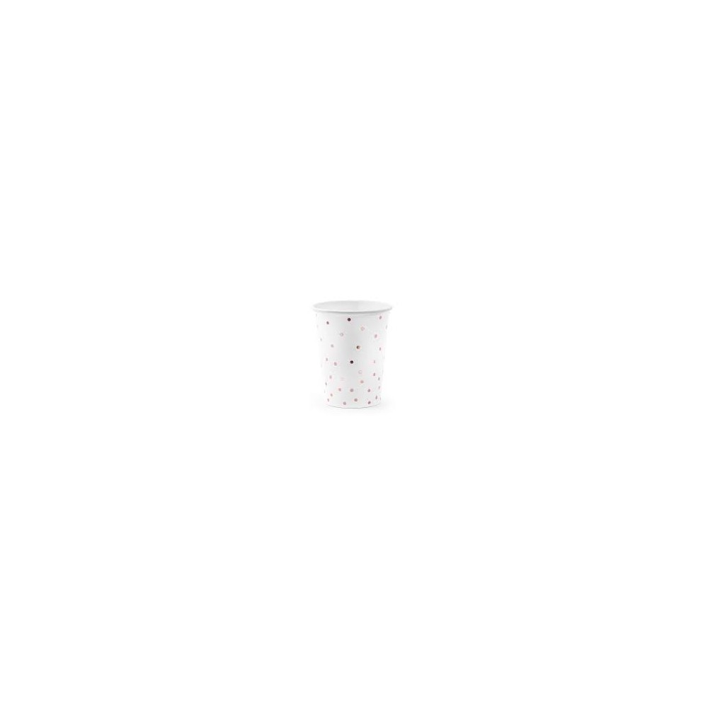 Kubeczki białe w złotoróżowe kropeczki 260 ml 6 szt