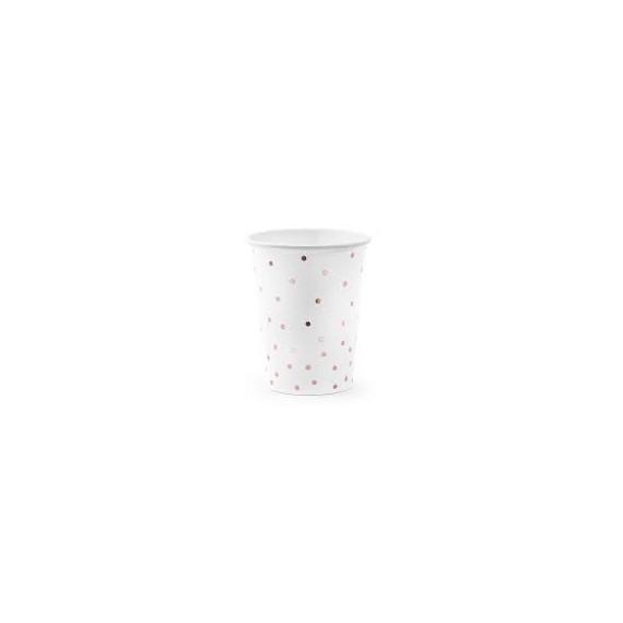 Kubeczki białe w złotoróżowe kropeczki 260 ml 6 szt
