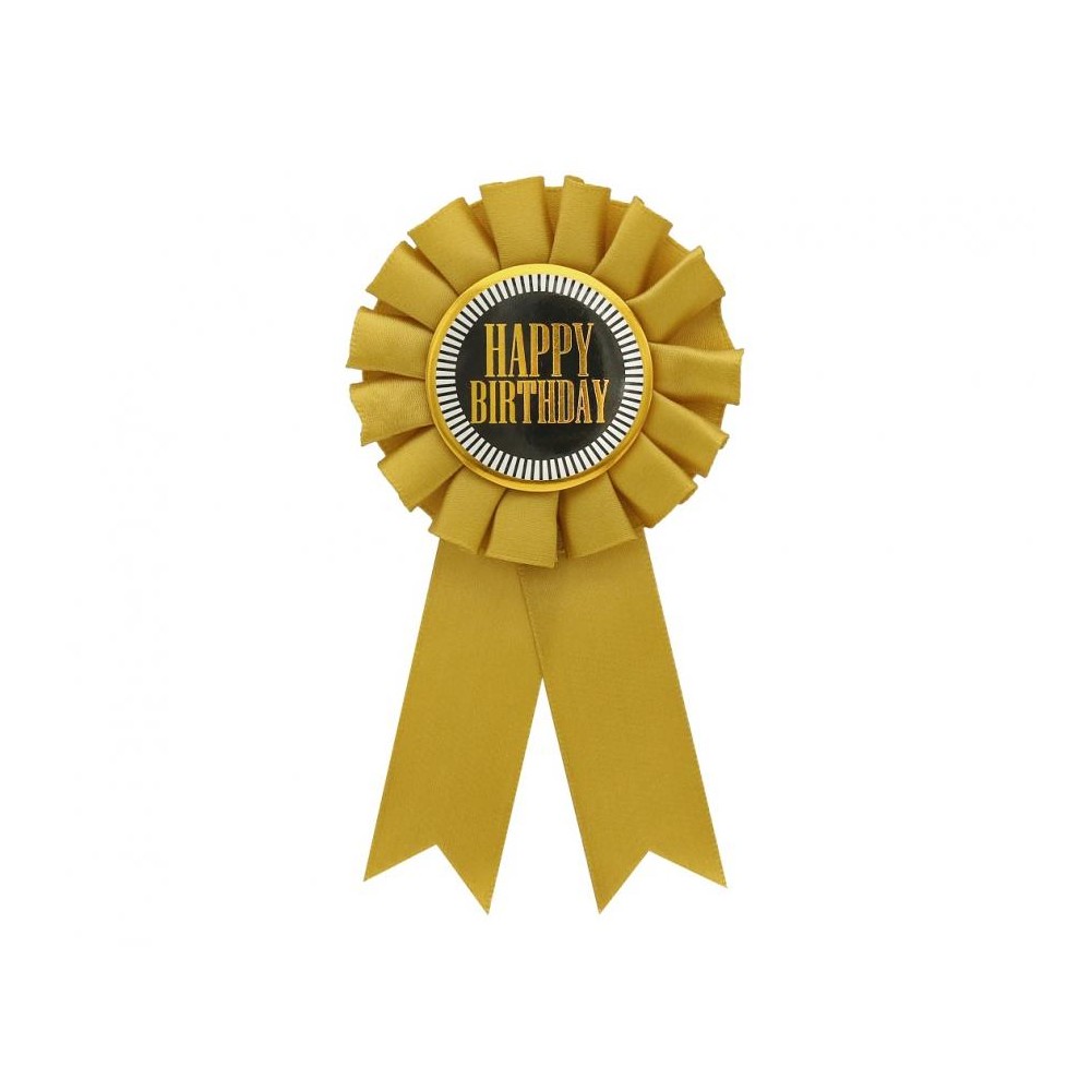 Kotylion urodzinowy HAPPY BIRTHDAY, złoto czarny