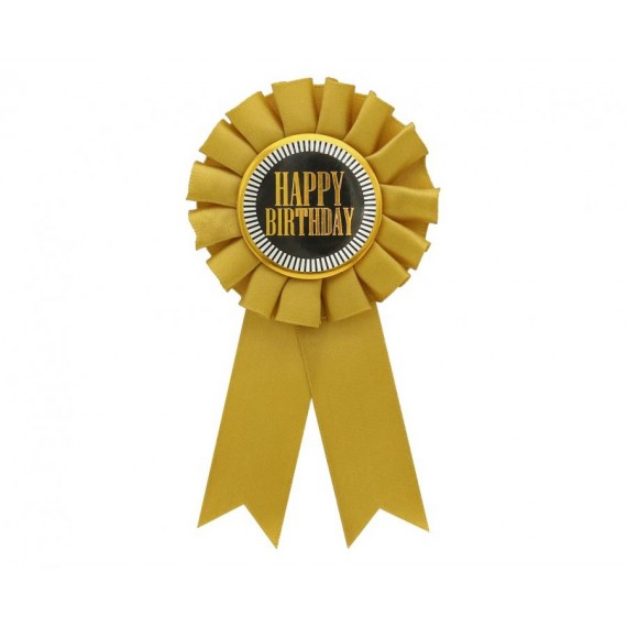 Kotylion urodzinowy HAPPY BIRTHDAY, złoto czarny