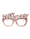 Okulary papierowe Happy Birthday, różowo-złote, 4 szt.