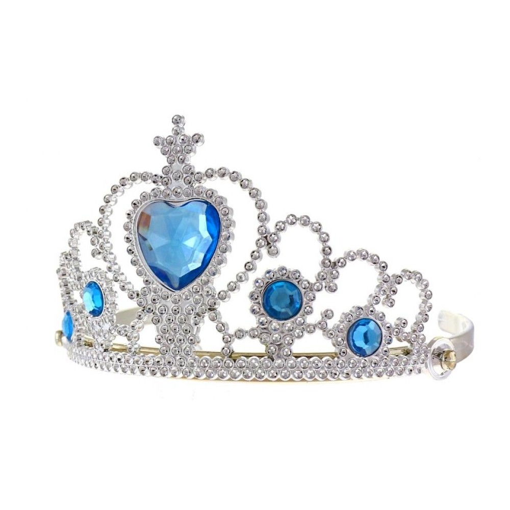 Tiara / diadem - srebrny z niebieskimi kamykami